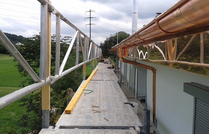 3Dachrinne und Blende in Kupfer